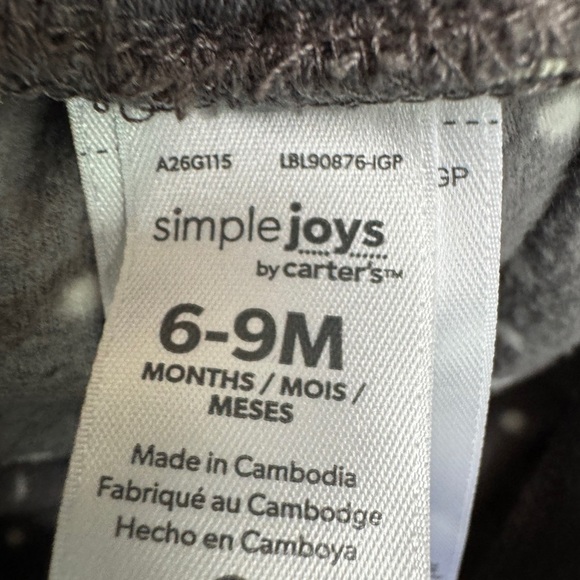 Simple Joys by Carter’s 6-9M Girls Gray & White Polkadot Fleece Sweatpants - Picture 4 of 4